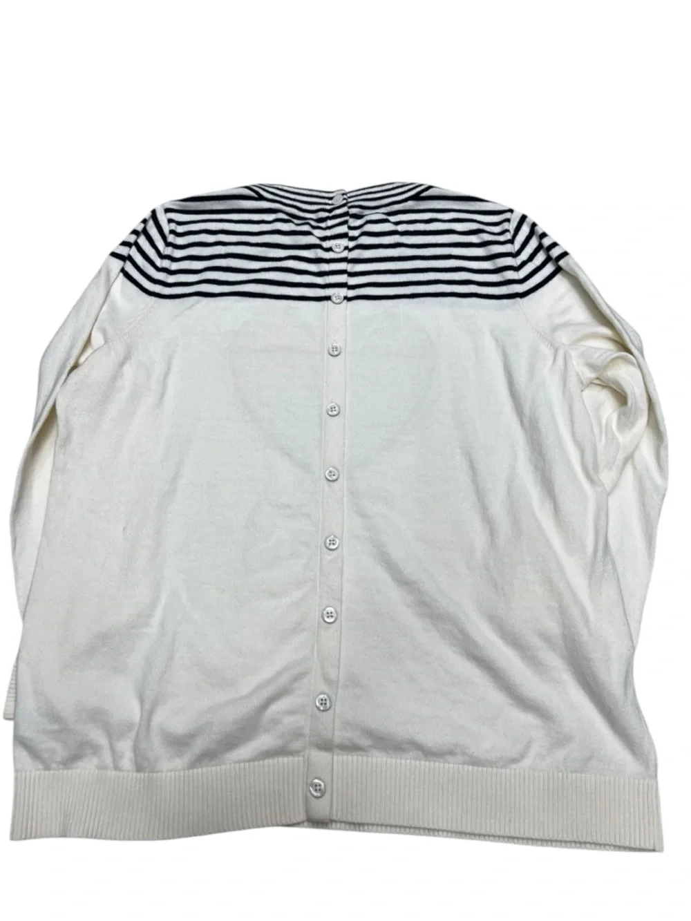 Talbots Cream Sweater with Red Heart and Navy Stripes - Picture 2 of 9